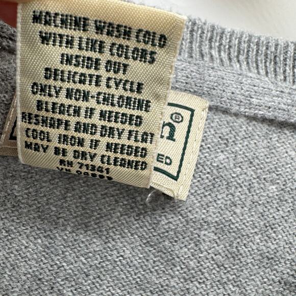 LL Bean Sweater Mens XLT XL Tall Gray V-Neck Cotton Cashmere Pullover Knit - Picture 5 of 6